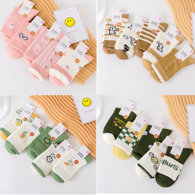 autumn and winter new female cotton socks ins style female middle tube socks multi-color series multi-pattern extra thick cotton women‘s socks in stock wholesale