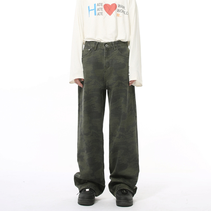 MTLCLOTHES Men's | Autumn New Camouflage cleanfit Basic Straight Tube Dark Washed Jeans