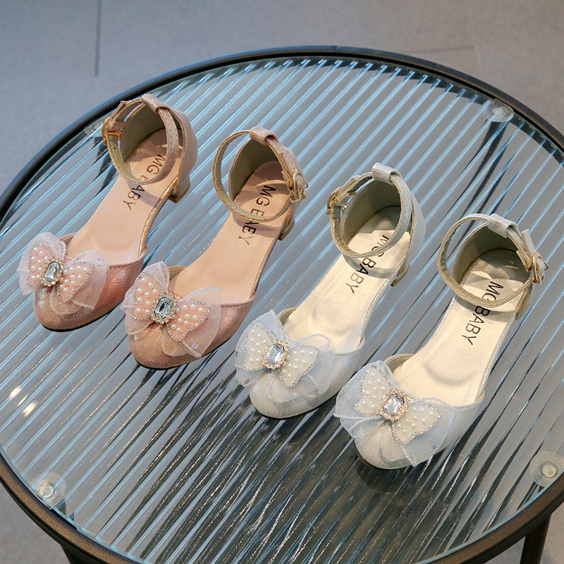 Tocuri înalte și groase cu flori drăguțe, sandale la modă pentru copii, copii mari, pantofi romani pentru fetițe, pantofi de vară_voghion.com