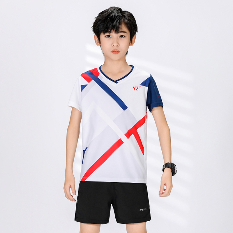 New badminton tennis team wear men's and women's adult children's summer short-sleeved sports shirt printing wholesale 338