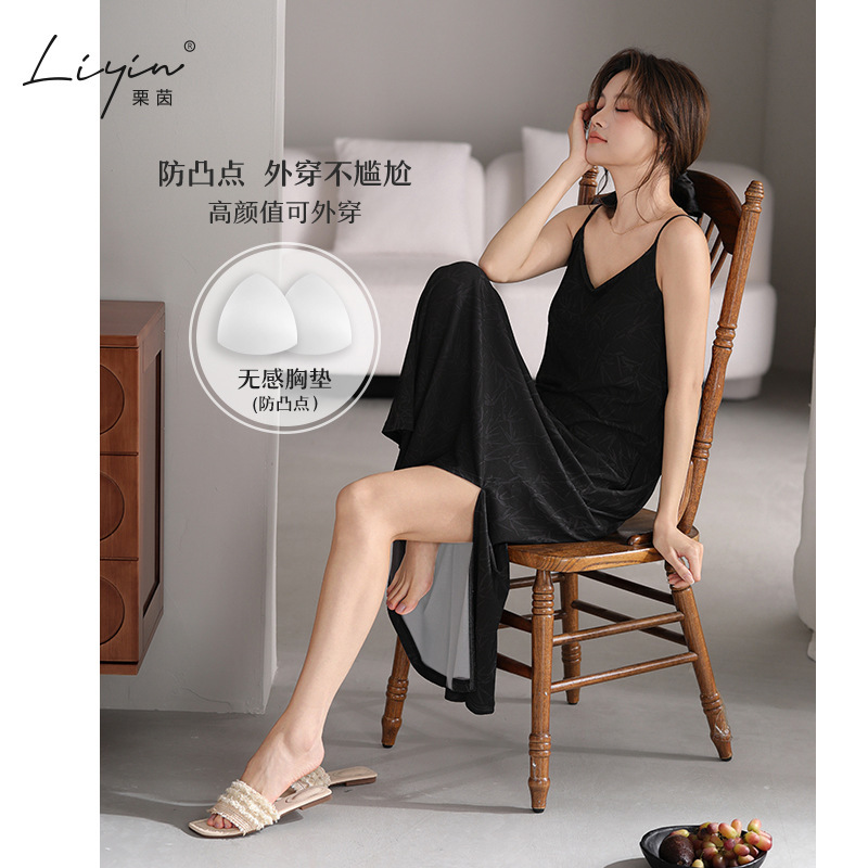 Cute Niche Designer New Ollie Cotton Pajamas for Women Summer Suspender Girls with Breast Pads Nightgown Home Clothes Cute Niche Designer New Ollie Cotton Pajamas for Women Summer Suspender Girls with Breast Pads Nightgown Home Clothes