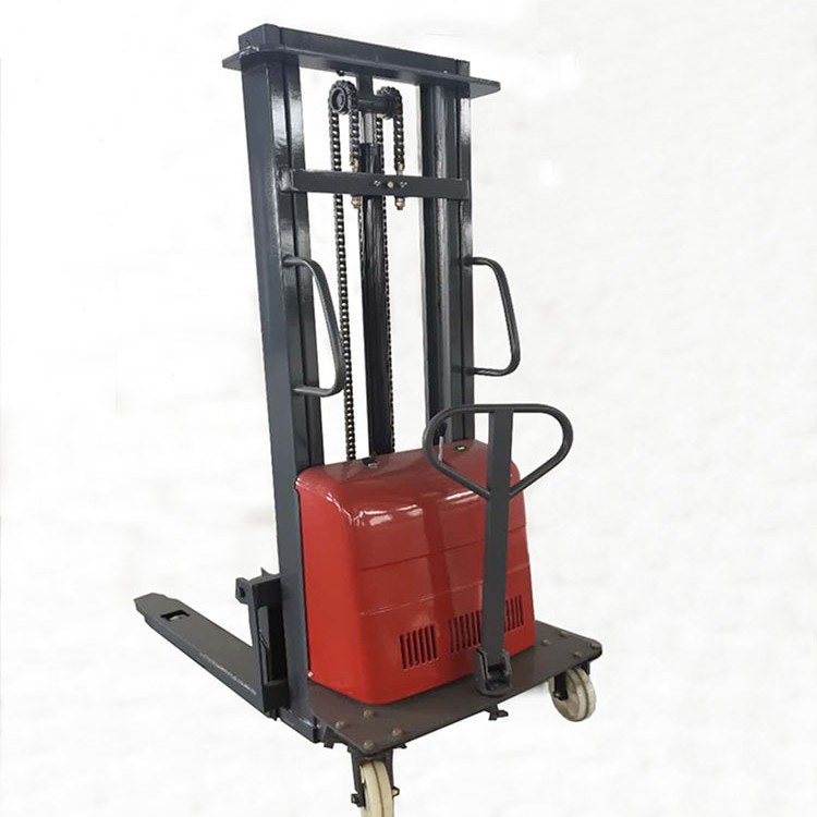 手推电升降液压叉车 半电动升高车堆高机 电动叉车推高车托盘车