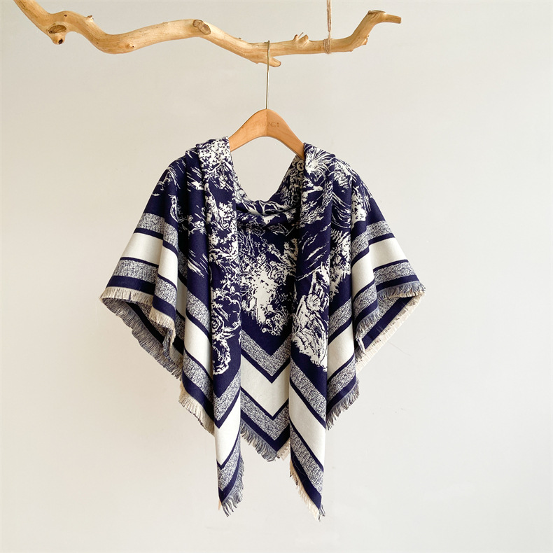 Écharpe en cachemire d'imitation chaude d'hiver avec pompons, écharpe carrée douce, confortable, épaisse et de grande taille, châle_voghion.com