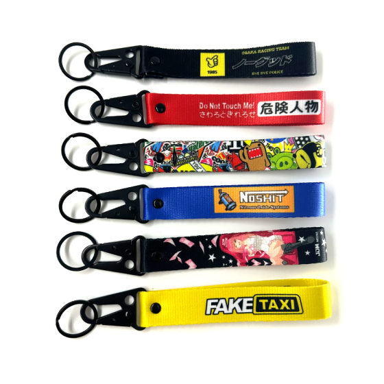 Car modification culture jdm digital printing simple chickenmouth buckle locomotive key chain bag pendant key ring ribbon