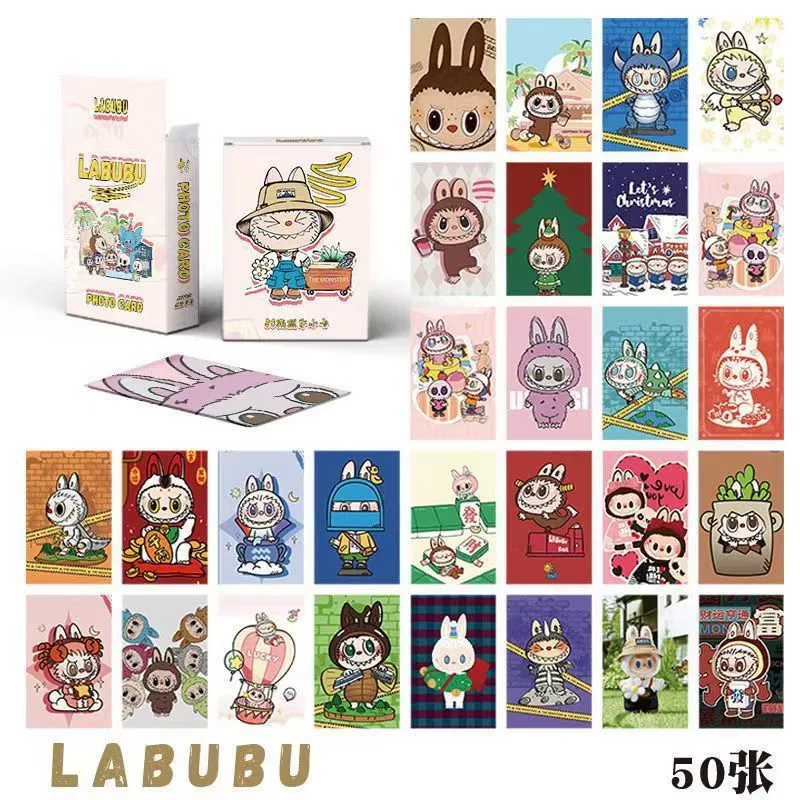 Карточная слепая коробка LABUBU, малые карточки, мерчендайз по анимации, лазерная LOMO-карта, коллекционная золотая карта