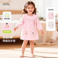 Little maven跨境欧美童裙 秋季长袖女童连衣裙 休闲可爱儿童裙子