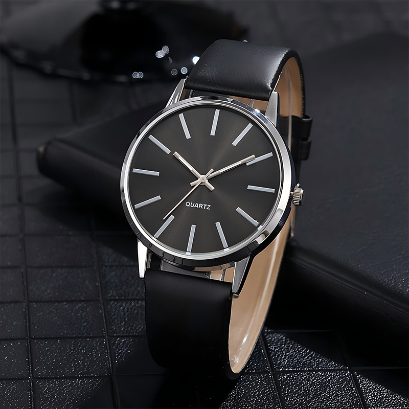 Men Quartz Watch Set With Bracelet Necklace Ring And Leather Strap_voghion.com