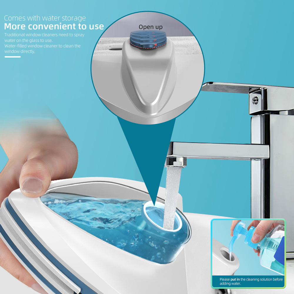 Limpiador de vidrio de inyección de agua al por mayor transfronteriza limpiador de ventana magnético de doble cara limpiador de vidrio hueco de doble capa