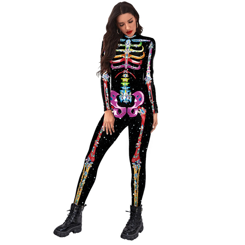 2022ハロウィーン連体服セクシー3dデジタルプリント連体服長袖ガードルメーカー卸売り|undefined