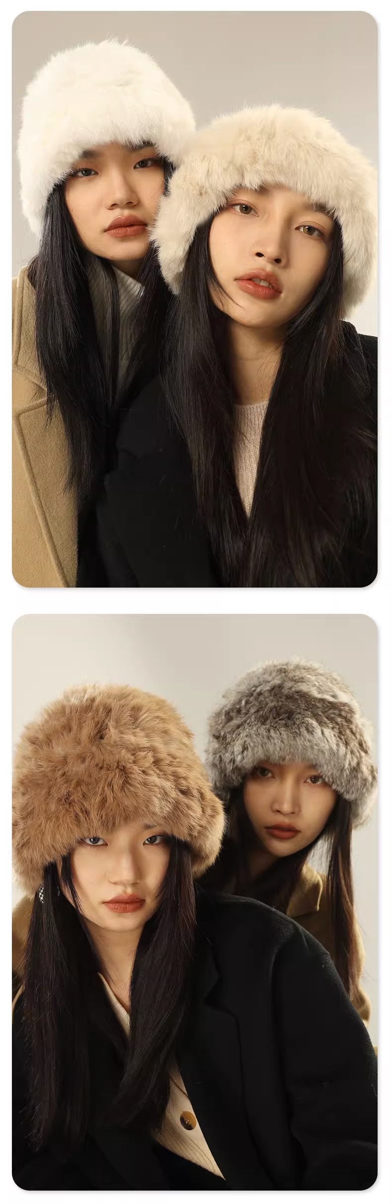 Furry fedora hatt dam höst vinter varma öron läder_voghion.com