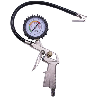 High-precision car tire inflatable air pressure gauge digital aerated tire pressure gun Digital Display Electronic pressure strap inflator (Air pressure gauge/tire pressure gauge) - silver-dial
