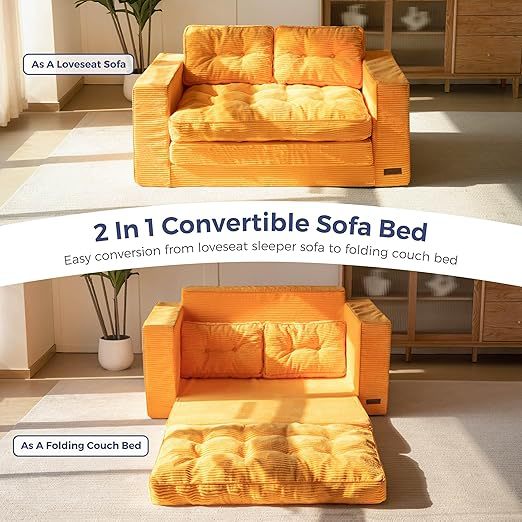 Sofá cama convertible extraíble sofá doble 2 en 1 sofá cama plegable suelo plegable sofá con almohada