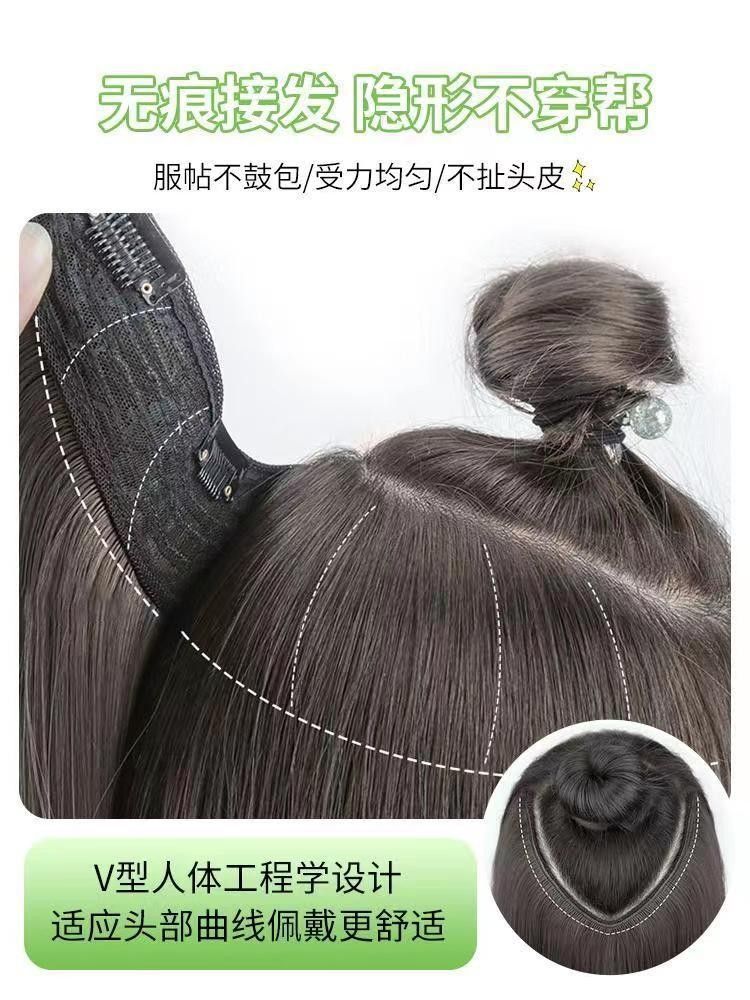 Peluca de las mujeres de pelo largo de una pieza en forma de U esponjoso extensión del pelo pieza sin fisuras simulación ondulación del agua peluca de pelo rizado pieza