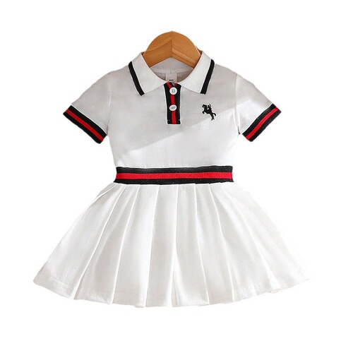 Summer casual baby girl dress with frilled skirt for kids, children's dress, fashionable kids' clothing.