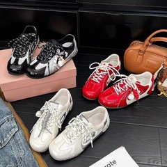 复古百搭棒球德训鞋女2025年新款舒适轻便平底休闲运动赛车阿甘鞋