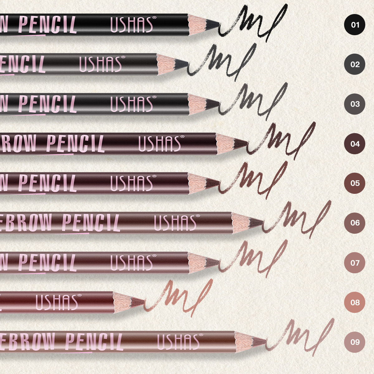 USHAS Amazon Europa y América venta caliente punto transfronterizo venta caliente impermeable y duradero lápiz de cejas UP007