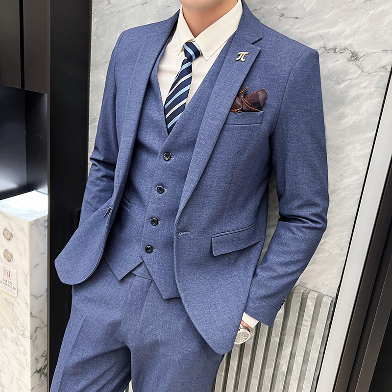 Three-piece suit men's Korean thick multi-color spring and autumn business casual suit groom wedding dress wholesale