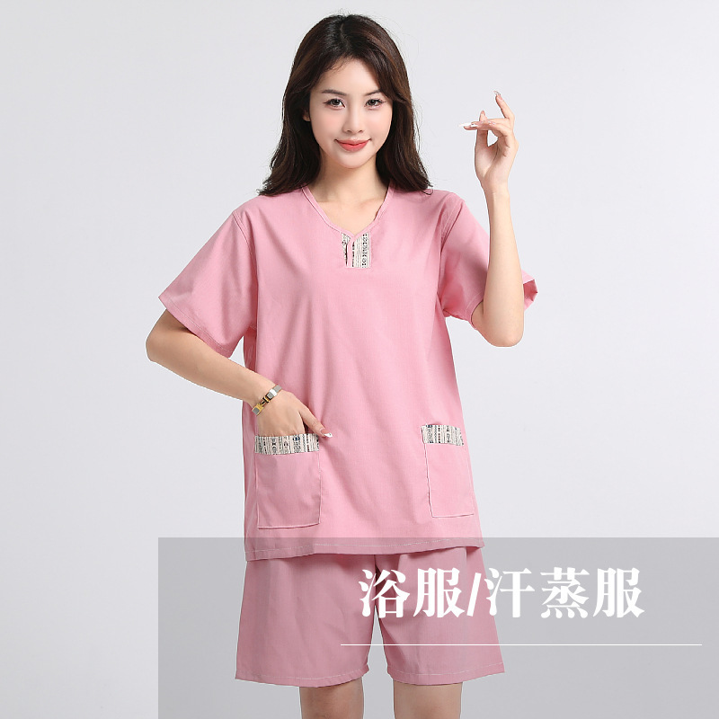 弾力米通汗蒸服浴衣男女足治療服美容服マッサージ服推油カップル|undefined