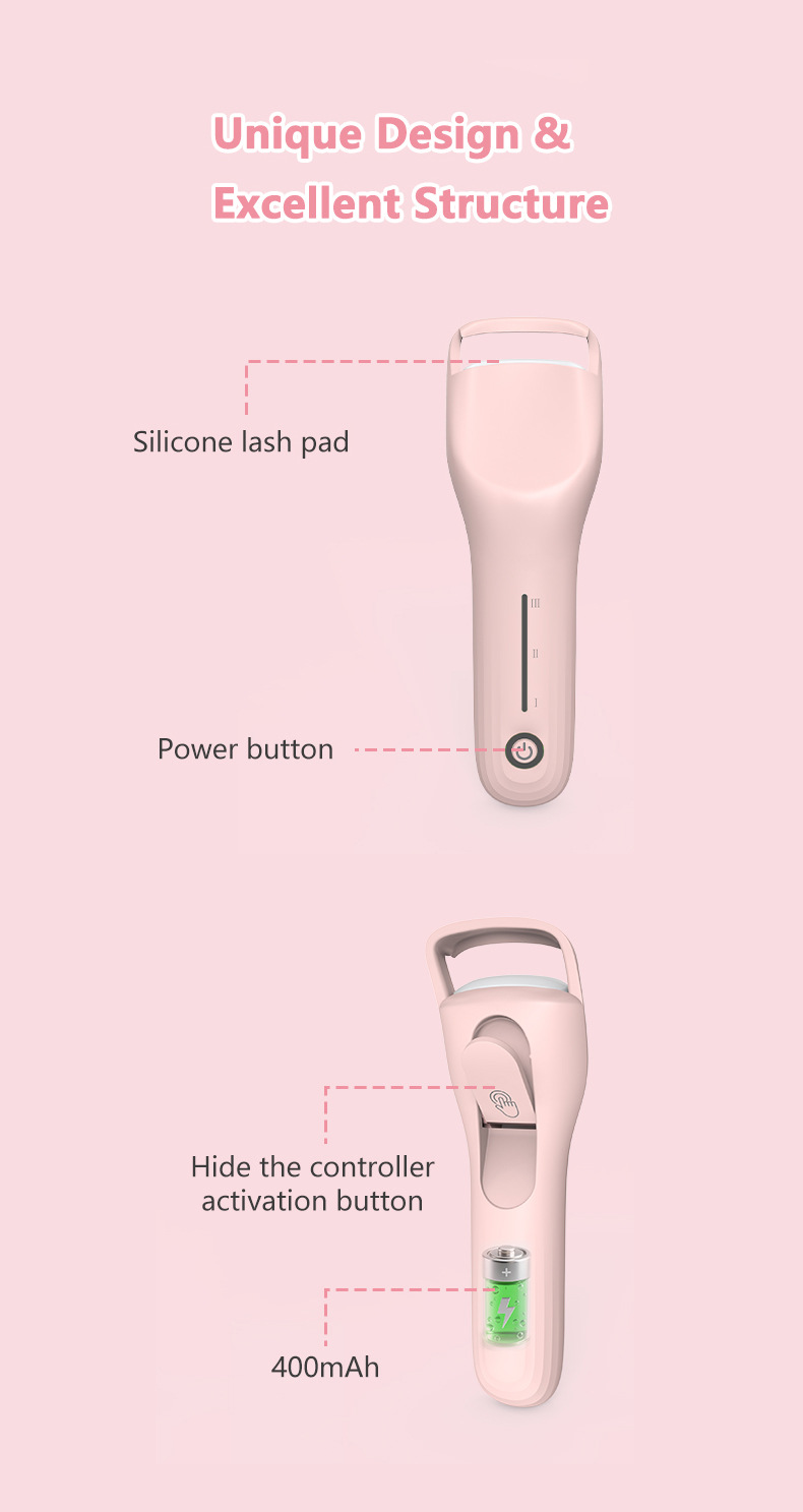 Factory Wholesale Electric Eyelash Curler 3-Level Temperature Control USB Rechargeable Fast Heating Electric Eyelash Curling Tool
