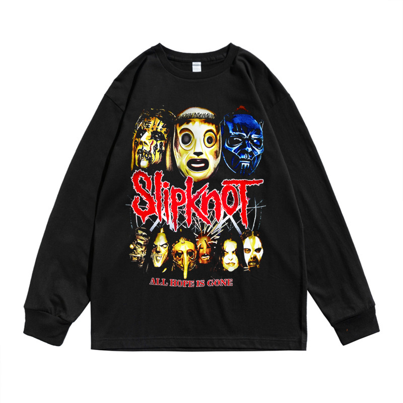 European and American Slipknot slip knot band heavy metal rock New Wave loose knot long sleeve T-shirt loose men and women same style