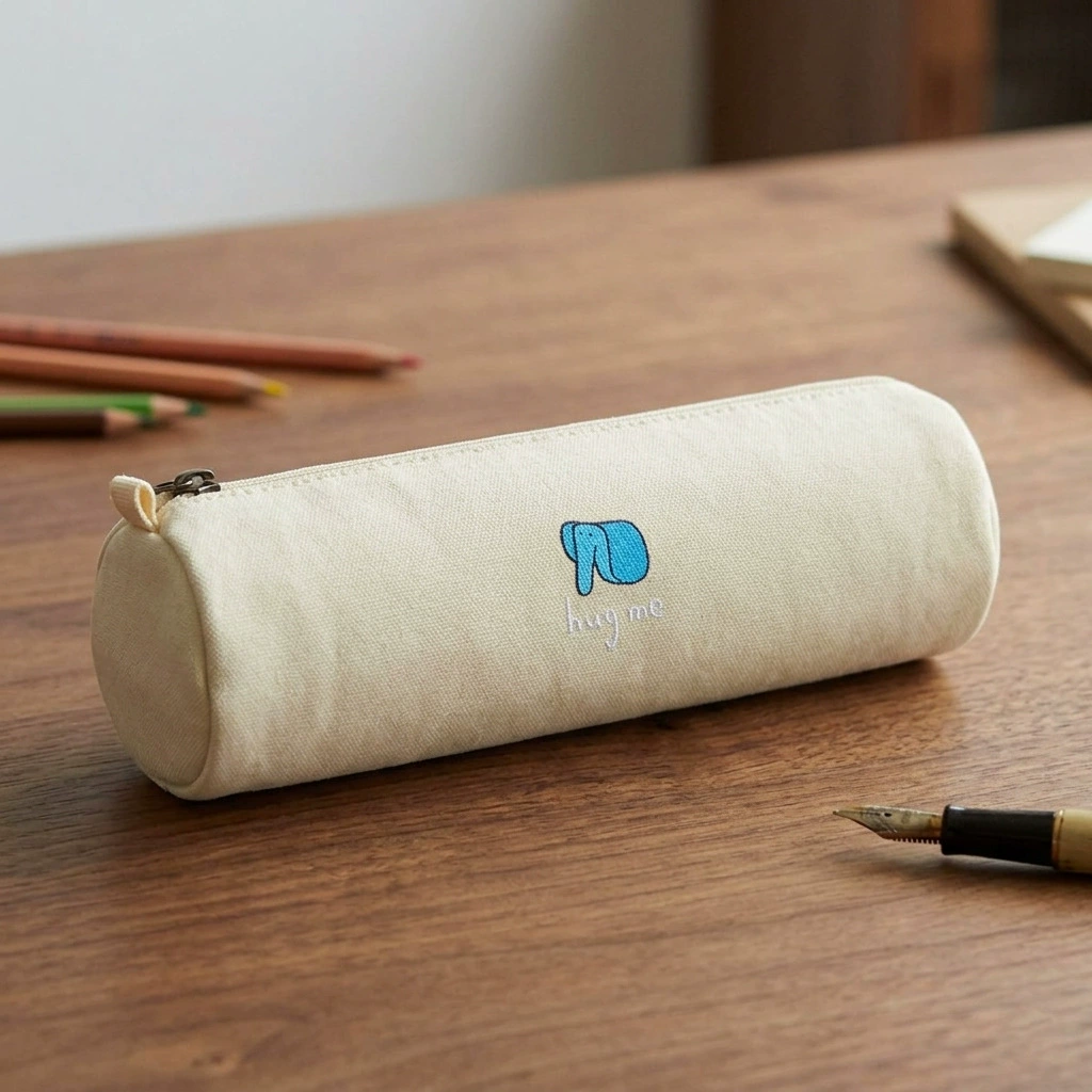 Plush Pencil Case, Japanese Style Capacious Case for Elementary Students, 14.3×6×4 cm