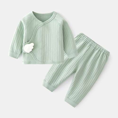 Newborn baby underwear set, pure cotton spring and autumn style, Velcro wings, split baby autumn clothes, newborn monk suit