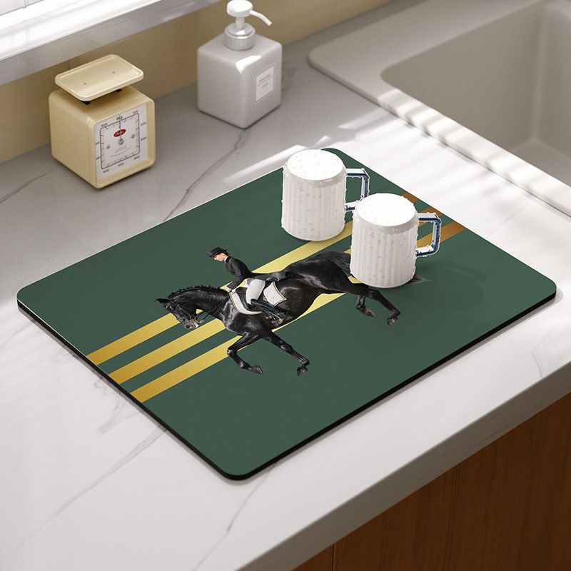 배수 매트-검은 말 타기