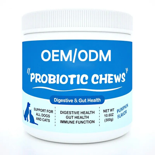 Processed probiotic soft chews for cats and dogs plus enzymes