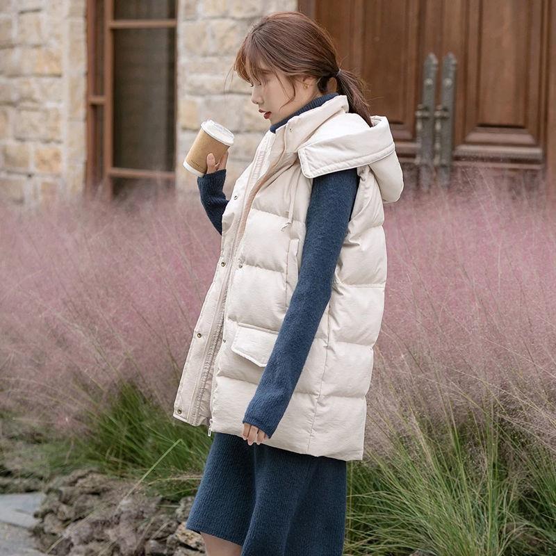 Chaleco de algodón para mujer otoño e invierno nuevo desgaste exterior de media longitud estudiante estilo coreano versátil Chaleco de moda desgaste exterior de moda image 4