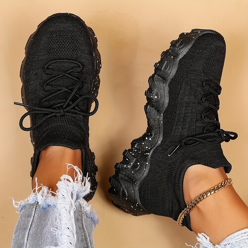 Women's Simple Plain Lace Up Low Top Casual Sneakers