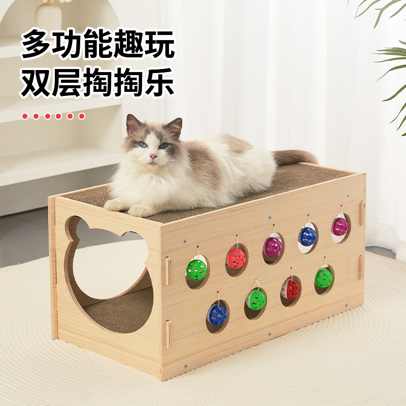 Junta de agarre de gato de doble capa, cuatro estaciones, resistente al desgaste, juguetes de túnel para gatos.