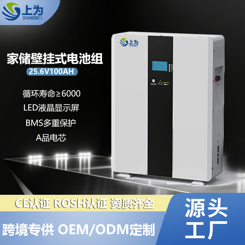 25.6V100-300Ah壁挂式家庭储能电池24V光伏磷酸铁锂电池组A品电芯