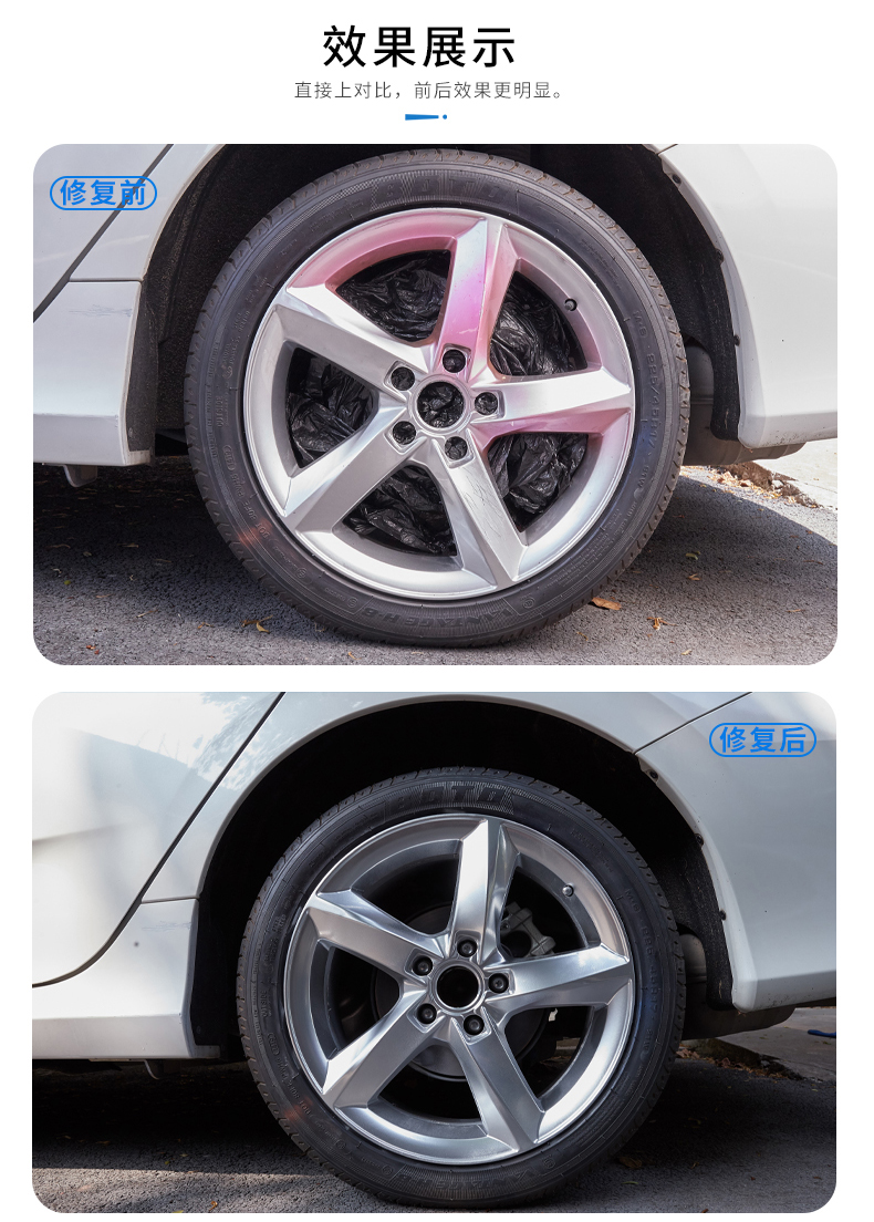 Car wheel scratch repair paint, aluminum alloy refurbishment, polishing, color change, spray paint, steel rim repair, silver color