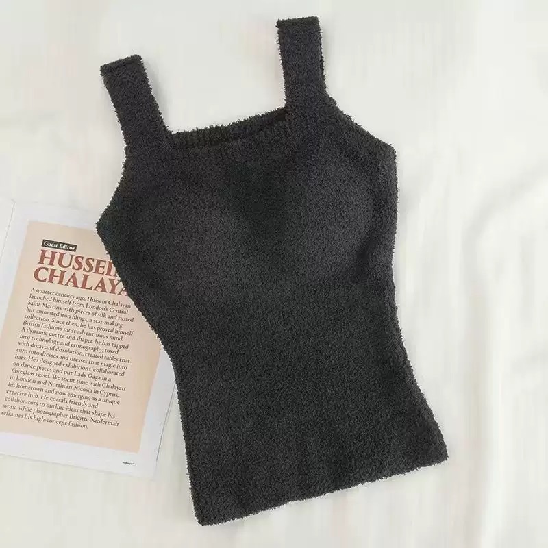 Diseño de corderos, tirantes de peluche, chalecos pequeños, mujeres invierno con terciopelo engrosado, esteras interiores y exteriores con blusas image 9