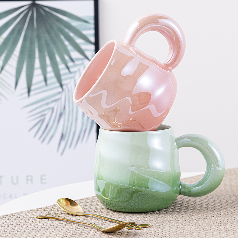 Ins風グラデーションねじ陶磁器カップ高顔値マカロンクリーム風マグカップネット赤オフィスコップ|undefined