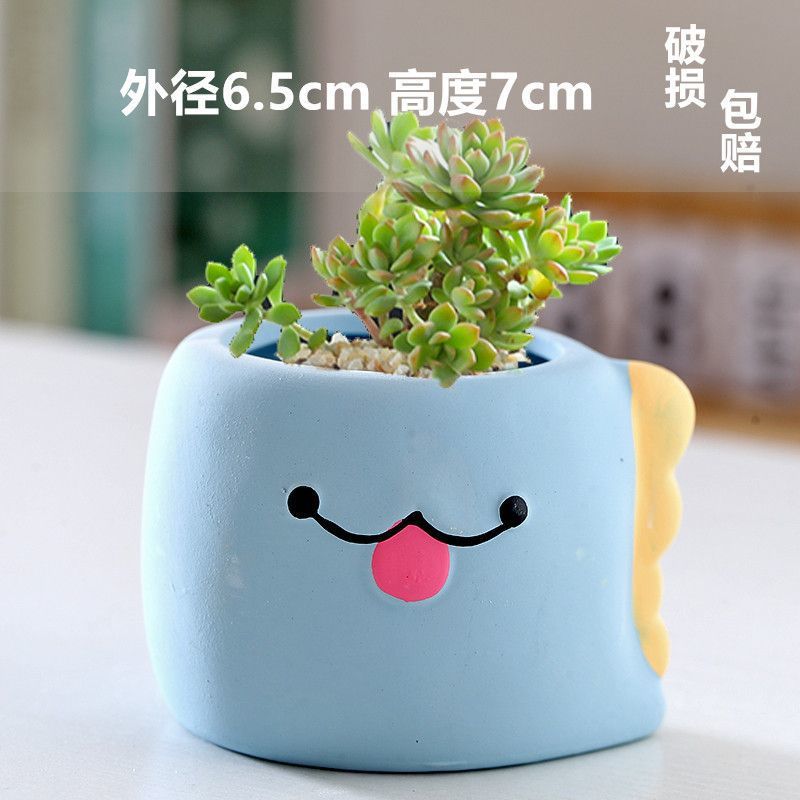 Macetas de cerámica para suculentas con diseño de animales de dibujos animados, pequeño tamaño, para estante de flores en casa, suministro al por mayor