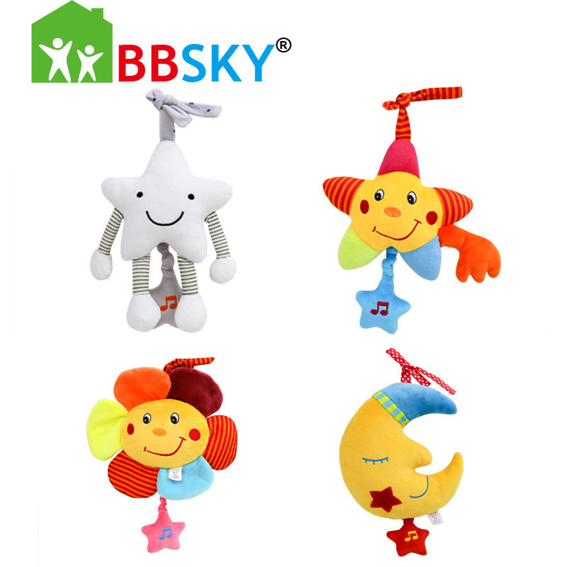Juguetes para bebés 0-3 años de edad música juguetes de dibujos animados lindo estrella Luna girasol tire campana fábrica en stock al por mayor