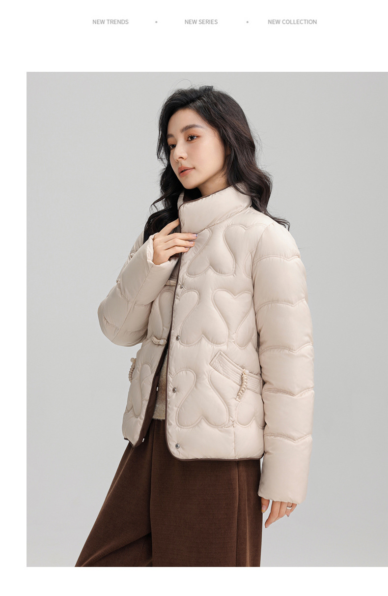 New Chinese style 2024 winter retro button down short fashion stand collar lightweight women's cotton Down jacket_voghion.com