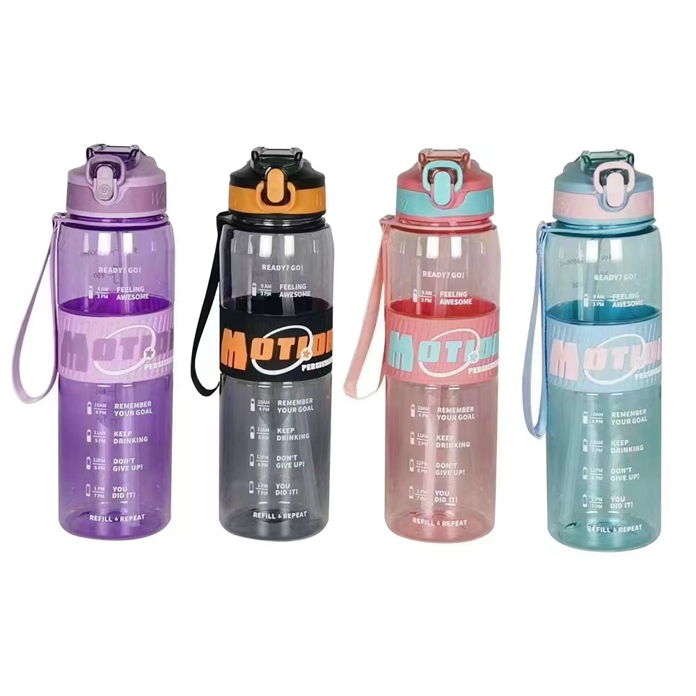 Nueva cubierta de rebote de color gradiente taza espacial al aire libre cinturón de mano cuerda de paja de plástico anillo de cuero taza de agua antideslizante