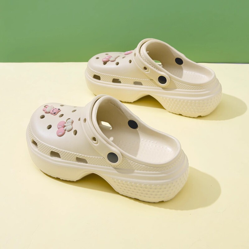 Women's Clogs for Outdoor Wear, Comfortable Sandals for Women, Summer Height-Increasing Non-Slip High-Heeled Closed-Toe Slippers, Fashionable and Versatile