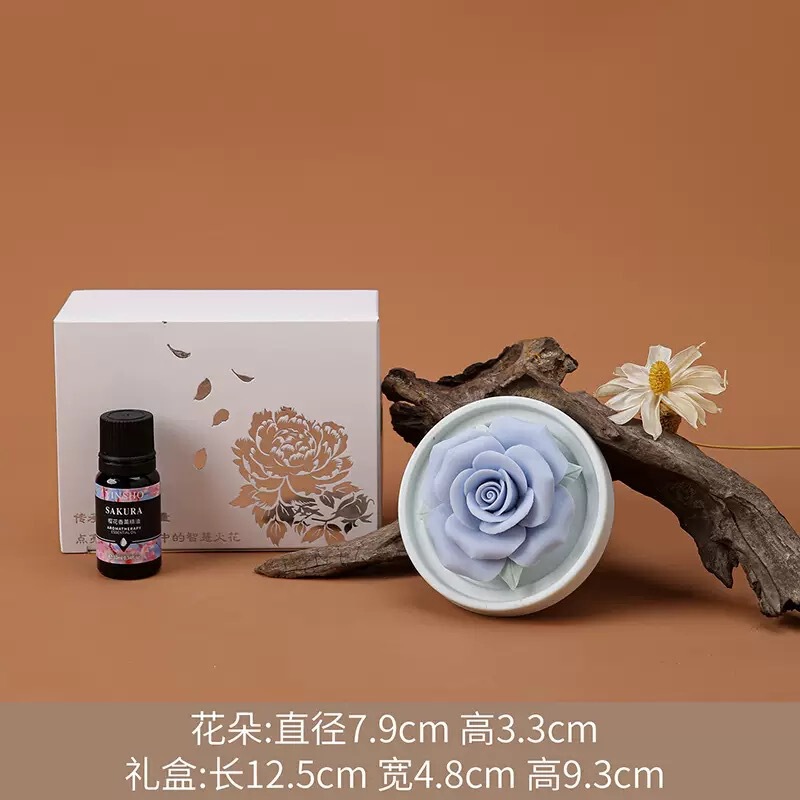非遗陶瓷手工捏花香薰牡丹花扩香器瓷花摆件办公室桌面香插送礼品|undefined