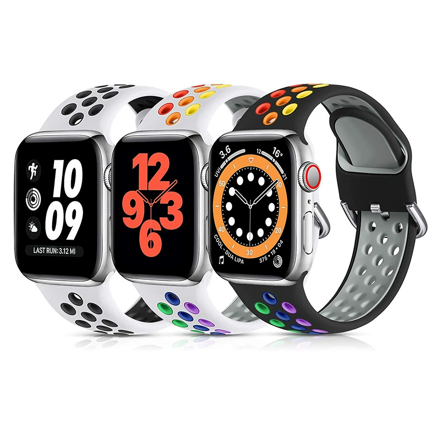 Apple, nike, two-color breathable rainbow silicone watch strap