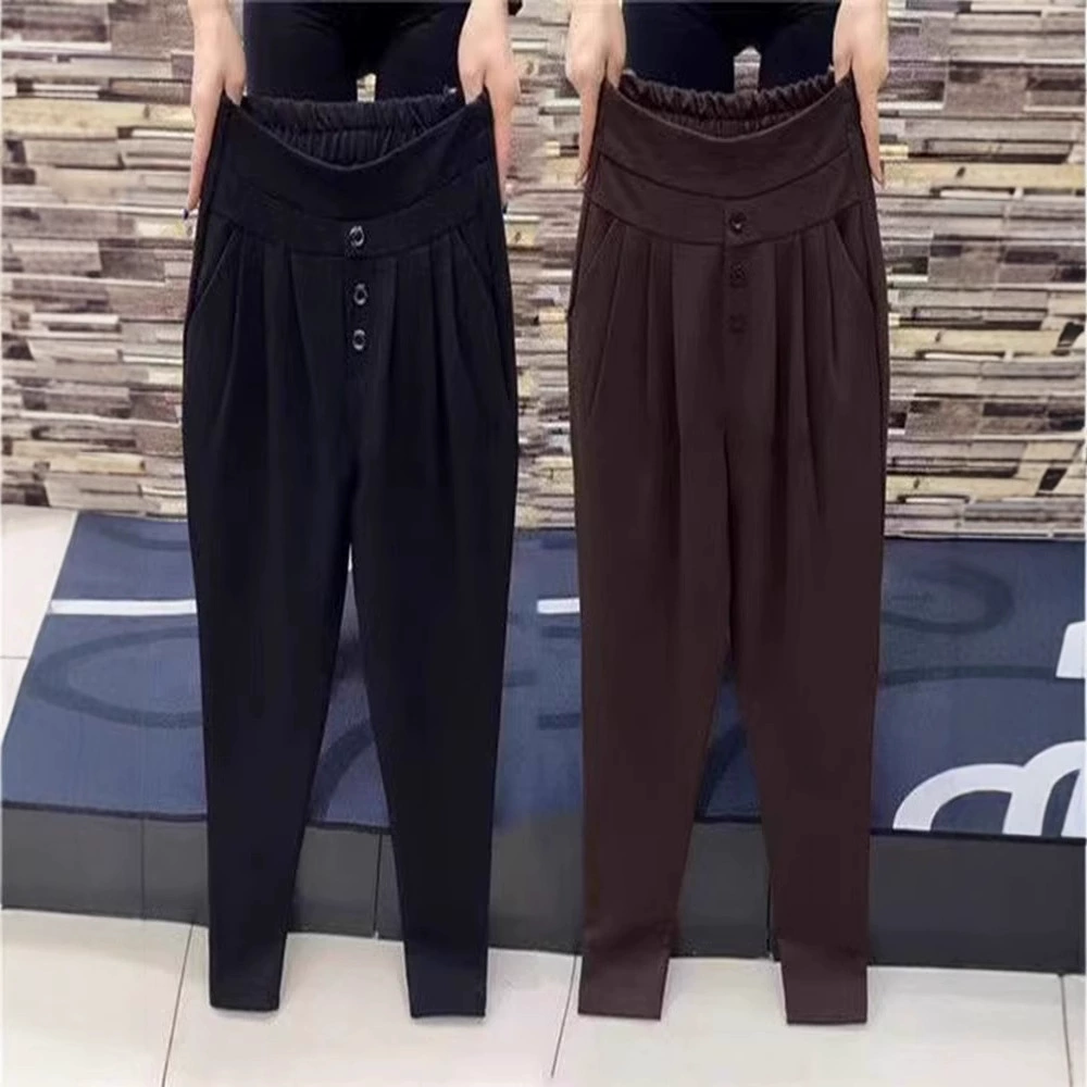 Новая весна 2025 Новый черный дикий повседневный модный шарон с высокой талией брюки длинные брюки свободные тонкая редька брюки женские