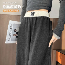 棉裤女冬季外穿仿羊羔绒阔腿裤2025新款加肥加大码显瘦保暖直筒裤
