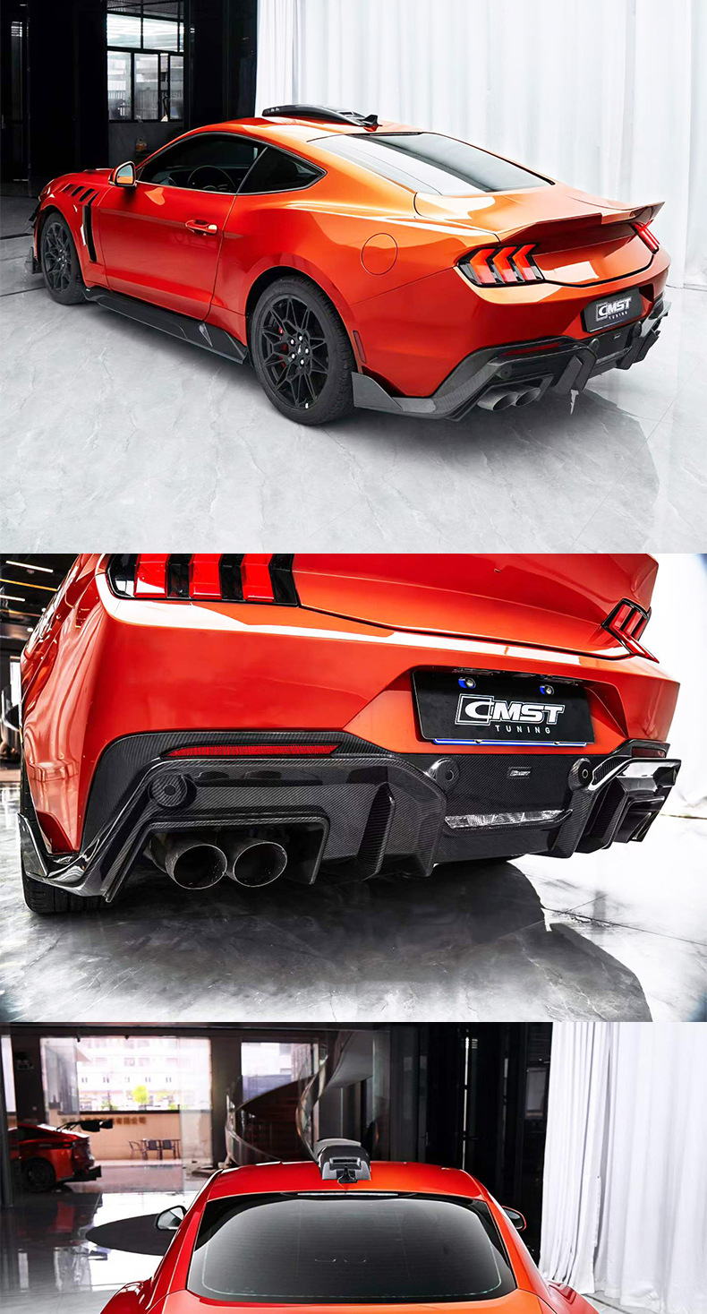 Suitable for Ford Mustang modifications: CMST carbon fiber front splitter, rear lip, side skirts, wind deflectors, hood, and fender flares