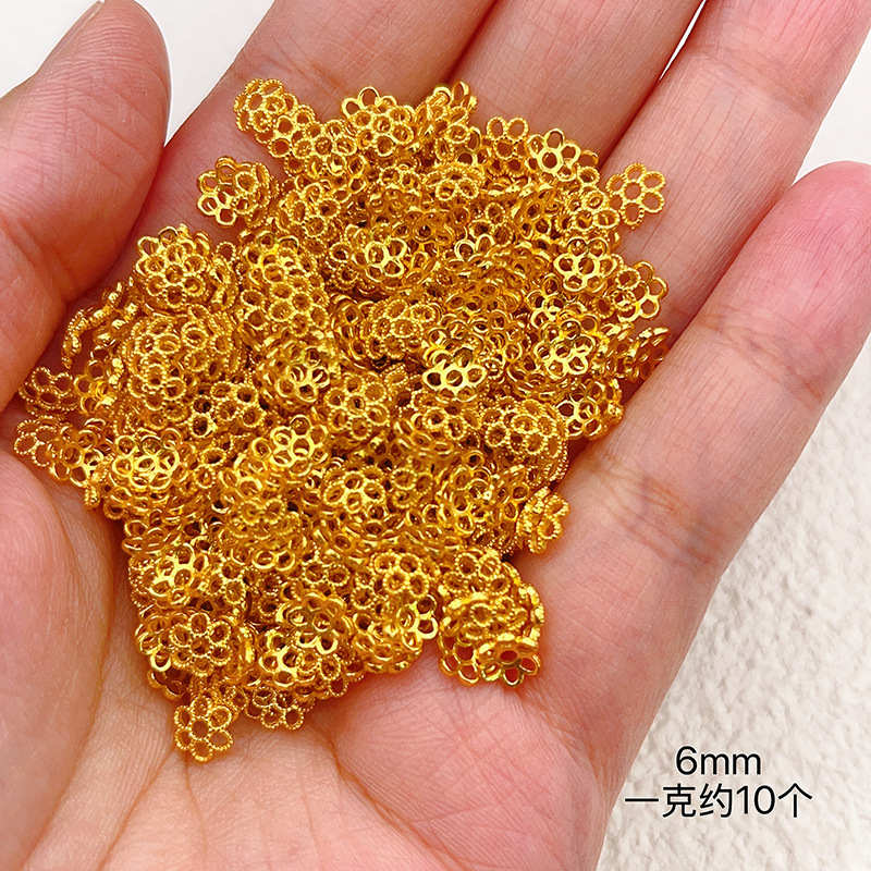 按克称S925银镀24K金花托手链项链串饰diy配件手工隔珠半成品|undefined