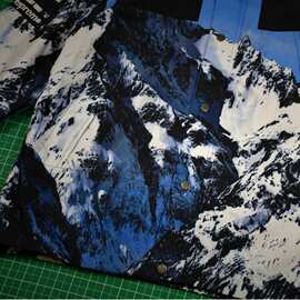 欧美潮牌联名户外登山雪山高清印花冲锋衣男女情侣防风防水外套