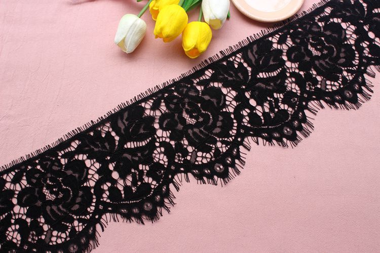 宽14.5CM长3米 骨线单边睫毛蕾丝花边材料 DIY婚纱服装辅料