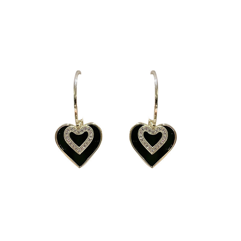 Fashion Simple Heart Diamond Earrings display picture 5