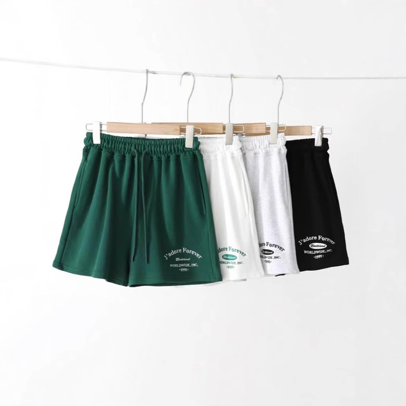 Badblood Women's Summer American High-Waist Slim Hot Pants Shorts Letter Embroider Casual Loose Sports Pants Shorts